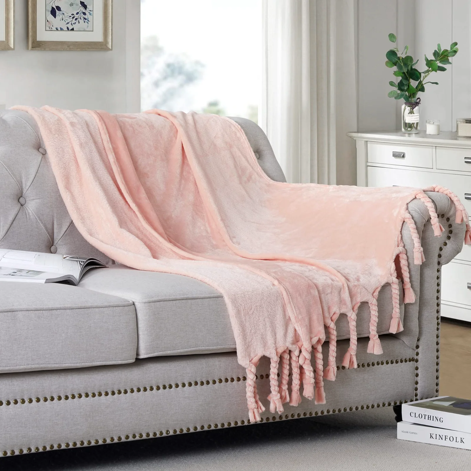 Homiest Fleece Throw Blanket, 50x60 in, Blush Pink