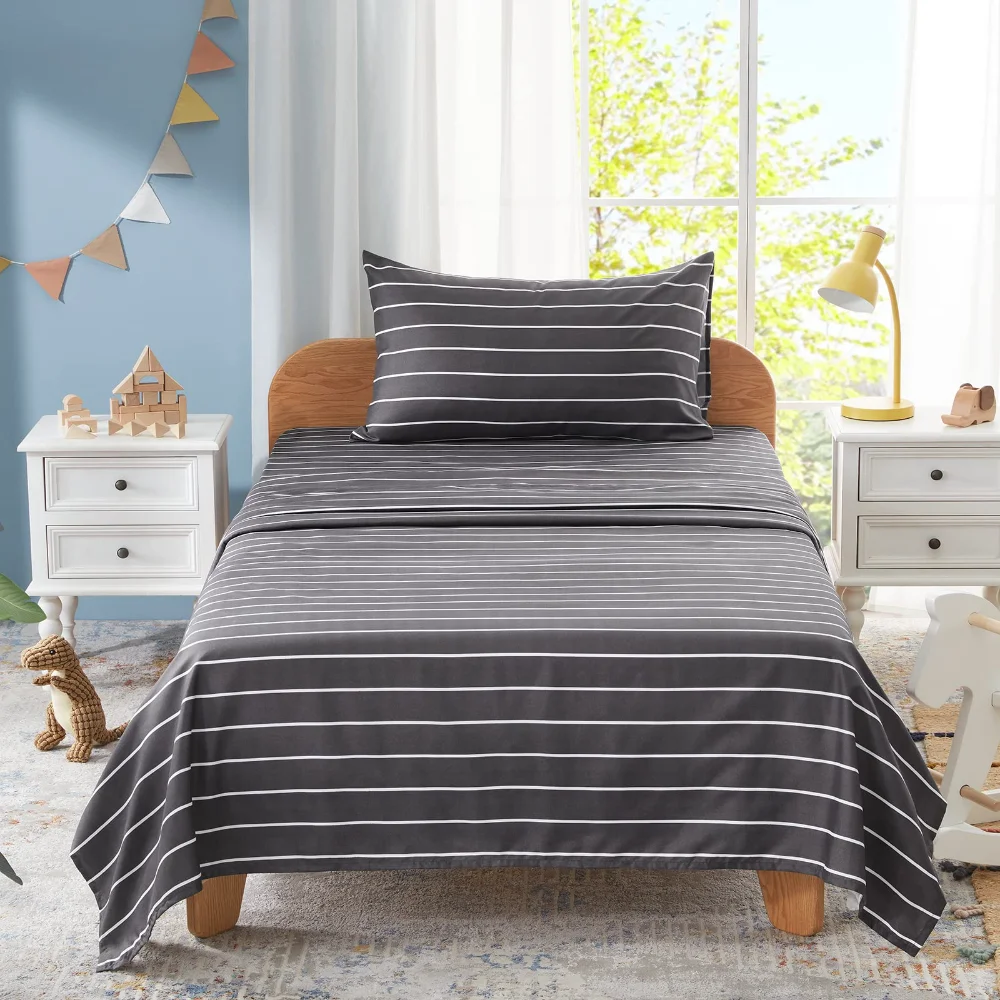 Homiest Striped Sheet Set, Twin, 3-piece, Black
