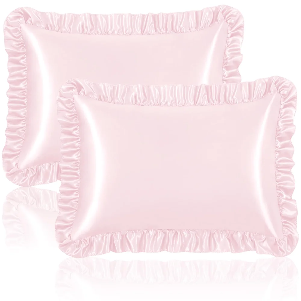 Homiest Ruffle Satin Pillowcase, 20x26 in, Standard, set of 2, Blush Pink