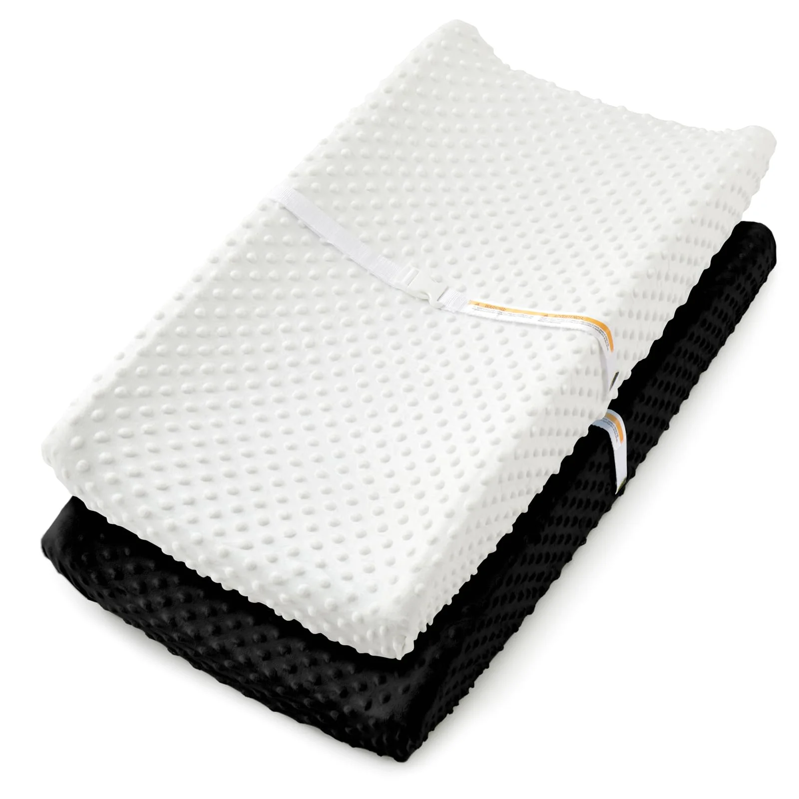 Minky dot changing pad covers, the white and black pair